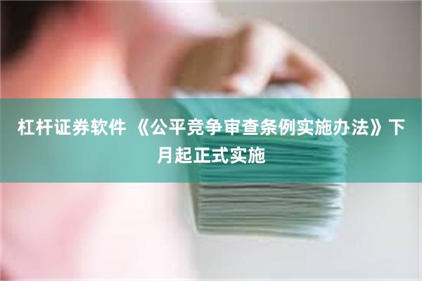 杠杆证券软件 《公平竞争审查条例实施办法》下月起正式实施