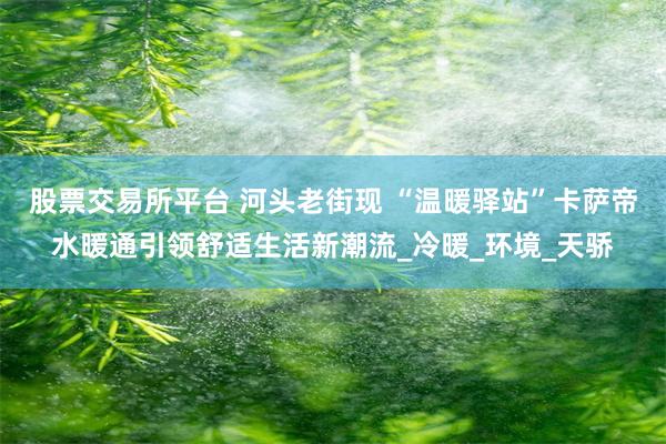 股票交易所平台 河头老街现 “温暖驿站”卡萨帝水暖通引领舒适生活新潮流_冷暖_环境_天骄