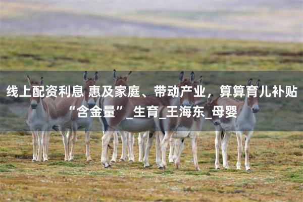 线上配资利息 惠及家庭、带动产业，算算育儿补贴“含金量”_生育_王海东_母婴