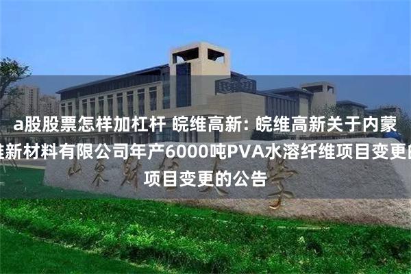 a股股票怎样加杠杆 皖维高新: 皖维高新关于内蒙古商维新材料有限公司年产6000吨PVA水溶纤维项目变更的公告