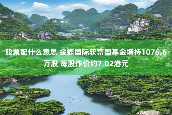 股票配什么意思 金蝶国际获富国基金增持1076.6万股 每股作价约7.02港元