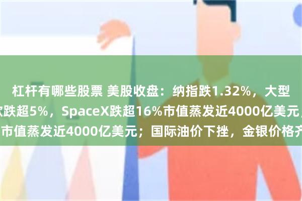 杠杆有哪些股票 美股收盘：纳指跌1.32%，大型科技股多数下跌，谷歌跌超5%，SpaceX跌超16%市值蒸发近4000亿美元；国际油价下挫，金银价格齐涨