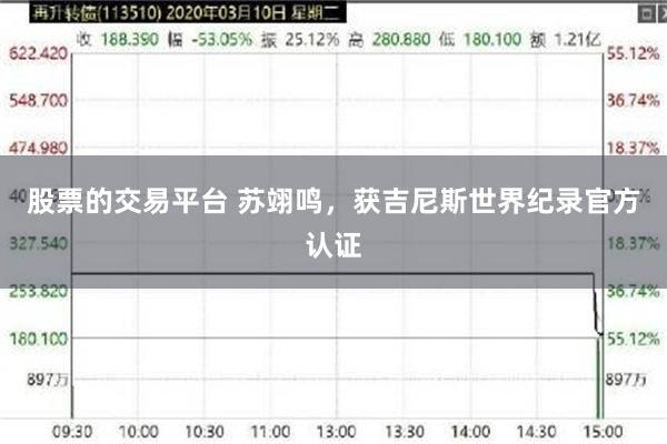 股票的交易平台 苏翊鸣,获吉尼斯世界纪录官方认证
