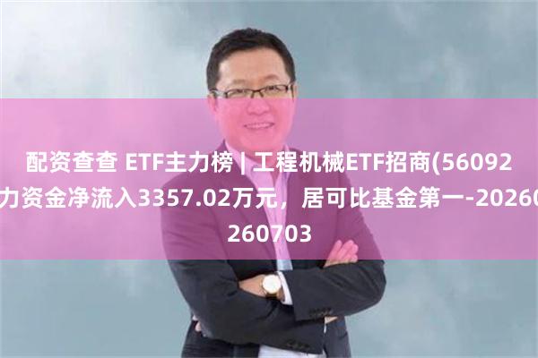 配资查查 ETF主力榜 | 工程机械ETF招商(560920)主力资金净流入3357.02万元，居可比基金第一-20260703