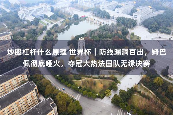 炒股杠杆什么原理 世界杯｜防线漏洞百出，姆巴佩彻底哑火，夺冠大热法国队无缘决赛