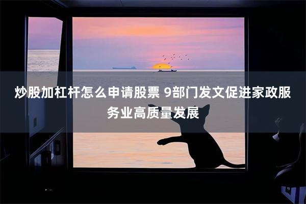 炒股加杠杆怎么申请股票 9部门发文促进家政服务业高质量发展