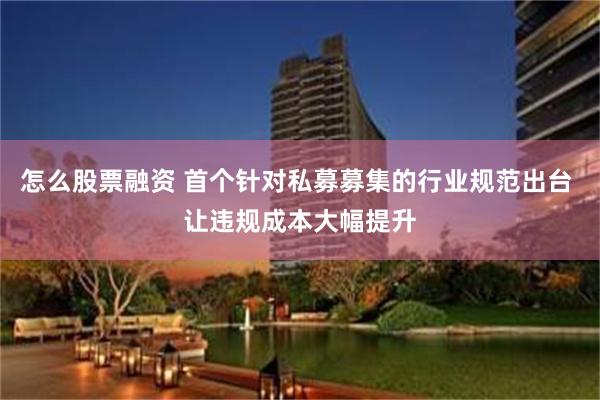 怎么股票融资 首个针对私募募集的行业规范出台 让违规成本大幅提升