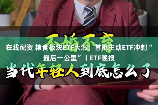 在线配资 粮食板块ETF大涨；首批主动ETF冲刺“最后一公里”丨ETF晚报