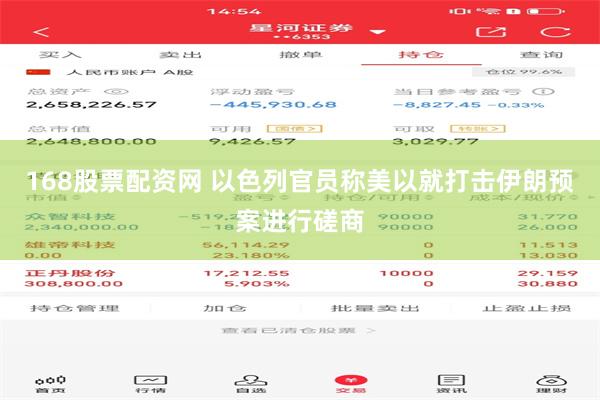 168股票配资网 以色列官员称美以就打击伊朗预案进行磋商
